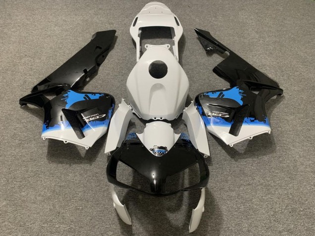 Erschwingliche Honda CBR600RR Motorrad Verkleidung 2003-2004 - Weiss Blau Glanzendes Schwarz Spritzer