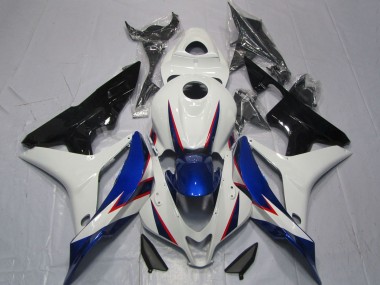Erschwingliche Honda CBR600RR Motorrad Verkleidung 2007-2008 - Weiss Blau Glanzendes Schwarz OEM Stil