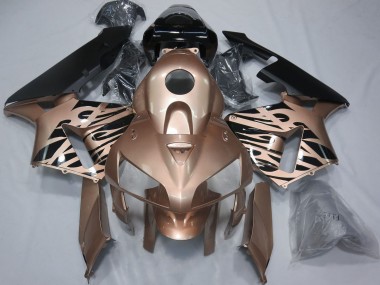 Erschwingliche Honda CBR600RR Motorrad Verkleidung 2005-2006 - Glanzendes Schwarz Bronze Flamme
