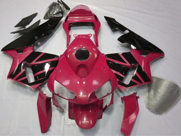 Erschwingliche Honda CBR600RR Motorrad Verkleidung 2003-2004 - Rot Glanzendes Schwarz Streifen