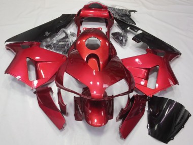 Erschwingliche Honda CBR600RR Motorrad Verkleidung Kit 2003-2004 - Rot Glanzendes Schwarz