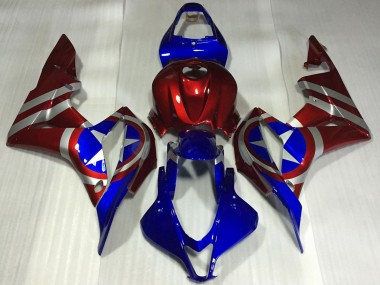 Erschwingliche Honda CBR600RR Motorrad Verkleidung 2007-2008 - Rot Silber Blau Captain America