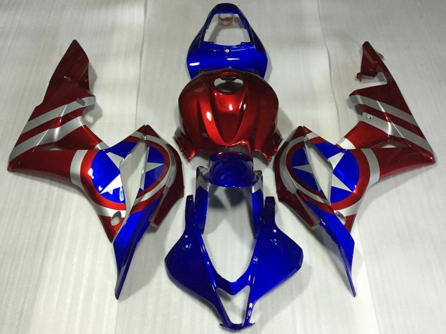 Erschwingliche Honda CBR600RR Motorrad Verkleidung 2007-2008 - Rot Silber Blau Captain America