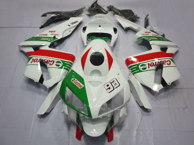 Erschwingliche Honda CBR600RR Motorrad Verkleidung 2005-2006 - Weiss Grun Rot Castrol 93