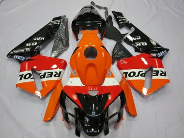 Erschwingliche Honda CBR600RR Motorrad Verkleidung 2005-2006 - Orange Weiss Rot Glanzendes Schwarz Repsol