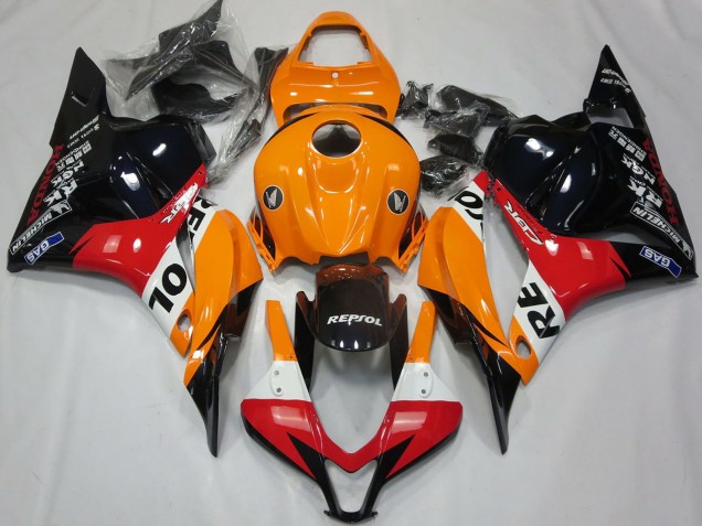 Erschwingliche Honda CBR600RR Motorrad Verkleidung 2009-2012 - Orange Weiss Rot Glanzendes Schwarz Repsol