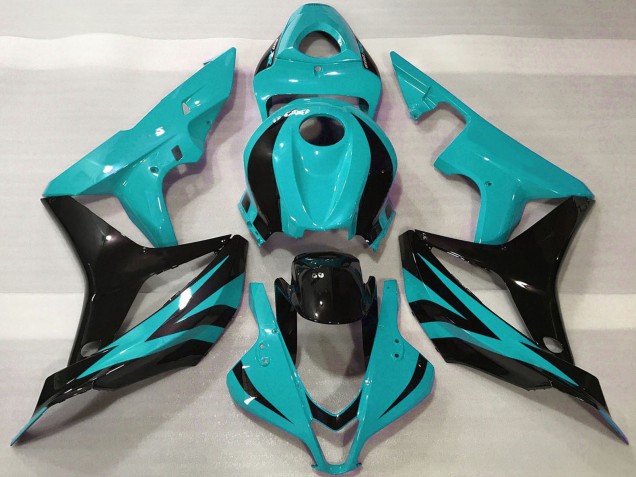 Erschwingliche Honda CBR600RR Motorrad Verkleidung 2007-2008 - Cyan Blau Glanzendes Schwarz OEM Stil