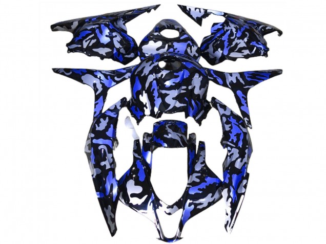 Erschwingliche Honda CBR600RR Motorrad Verkleidung 2009-2012 - Blau Weiss Camouflage