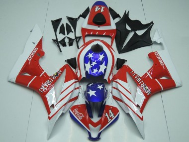 Erschwingliche Honda CBR600RR Motorrad Verkleidung 2007-2008 - Weiss Rot Blau Stern Geico 14