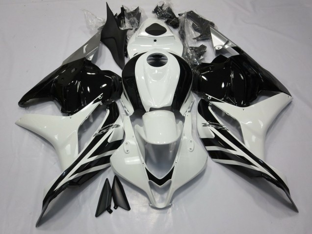 Erschwingliche Honda CBR600RR Motorrad Verkleidung 2009-2012 - Weiss Glanzendes Schwarz