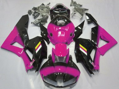 Erschwingliche Honda CBR600RR Motorrad Verkleidung 2013-2023 - Rosa Glanzendes Schwarz Weiss Gelb