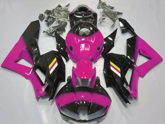 Erschwingliche Honda CBR600RR Motorrad Verkleidung 2013-2023 - Rosa Glanzendes Schwarz Weiss Gelb