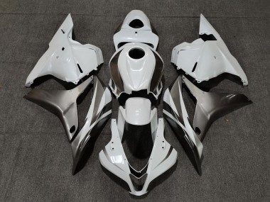 Erschwingliche Honda CBR600RR Motorrad Verkleidung 2009-2012 - Weiss Silber Glanzendes Schwarz