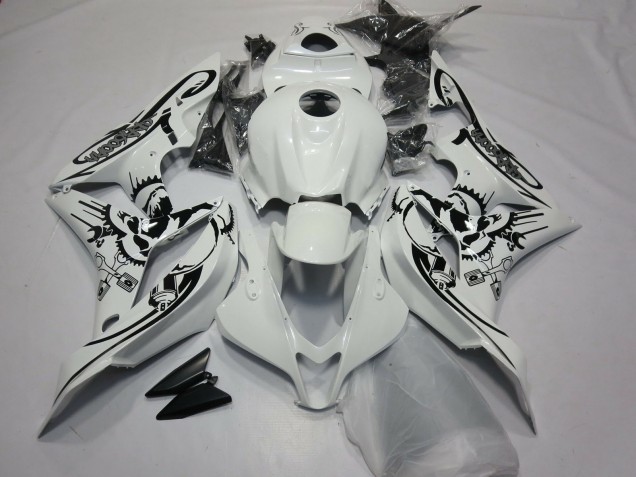 Erschwingliche Honda CBR600RR Motorrad Verkleidung 2007-2008 - Weiss Schwarz