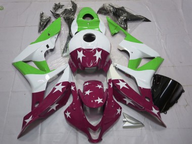 Erschwingliche Honda CBR600RR Motorrad Verkleidung 2007-2008 - Weiss Grun Kastanienbraun Rot Sterns Streifen