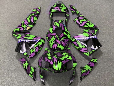 Erschwingliche Honda CBR600RR Motorrad Verkleidung 2003-2004 - Grun Rosa Camouflage Hai