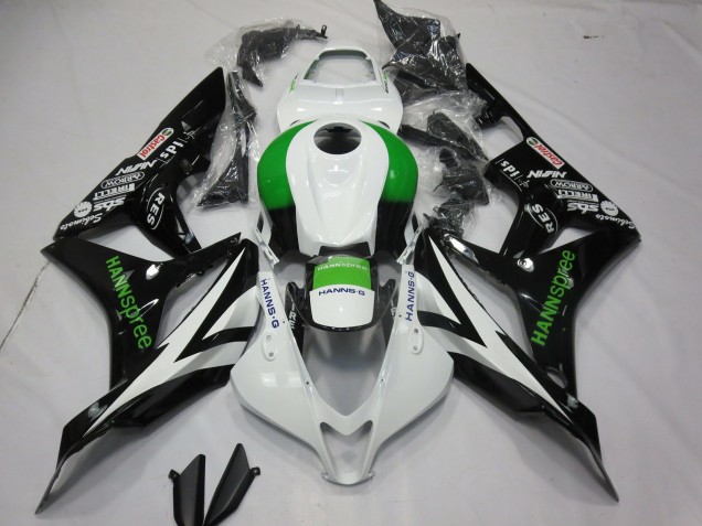 Erschwingliche Honda CBR600RR Motorrad Verkleidung 2007-2008 - Weiss Grun Glanzendes Schwarz Hannspree