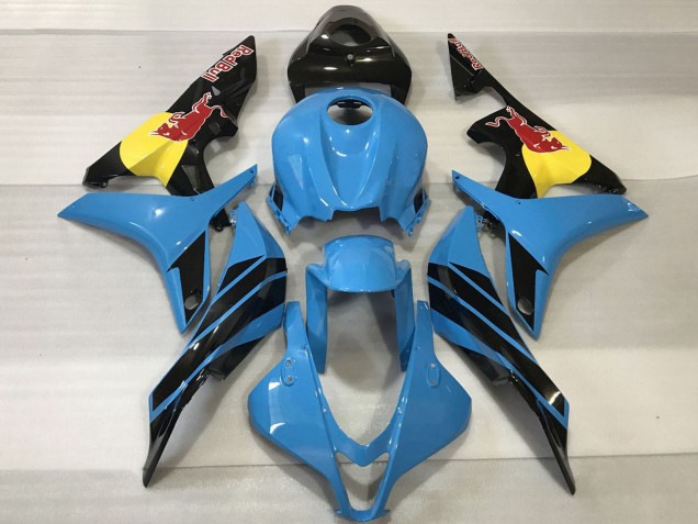 Erschwingliche Honda CBR600RR Motorrad Verkleidung 2007-2008 - Hellblau Gelb Glanzendes Schwarz Red Bull