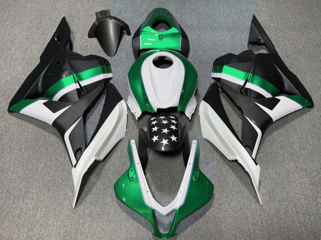 Erschwingliche Honda CBR600RR Motorrad Verkleidung 2009-2012 - Weiss Grun Matt Schwarz Stern
