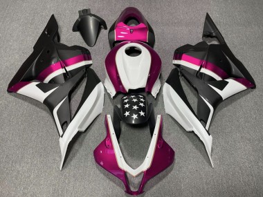 Erschwingliche Honda CBR600RR Motorrad Verkleidung 2009-2012 - Weiss Rosa Matt Schwarz Stern