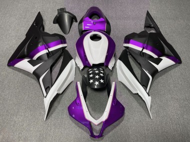Erschwingliche Honda CBR600RR Motorrad Verkleidung 2009-2012 - Weiss Lila Matt Schwarz Stern