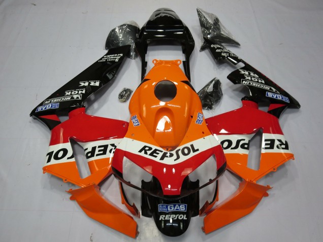 Erschwingliche Honda CBR600RR Motorrad Verkleidung 2003-2004 - Orange Weiss Rot Glanzendes Schwarz OEM Stil Repsol