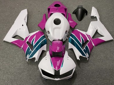 Erschwingliche Honda CBR600RR Motorrad Verkleidung 2013-2023 - Weiss Rosa Emerald