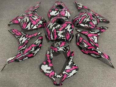 Erschwingliche Honda CBR600RR Motorrad Verkleidung 2009-2012 - Rosa Silber Camouflage