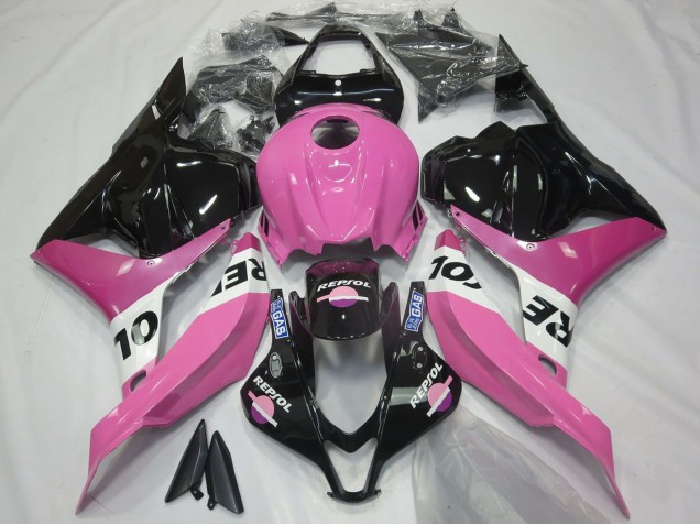 Erschwingliche Honda CBR600RR Motorrad Verkleidung 2009-2012 - Rosa Weiss Glanzendes Schwarz Repsol