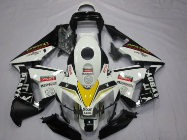 Erschwingliche Honda CBR600RR Motorrad Verkleidung 2003-2004 - Weiss Gelb Glanzendes Schwarz Playboy Stil