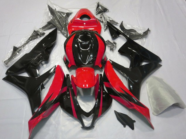 Erschwingliche Honda CBR600RR Motorrad Verkleidung 2007-2008 - Rot Glanzendes Schwarz OEM Stil