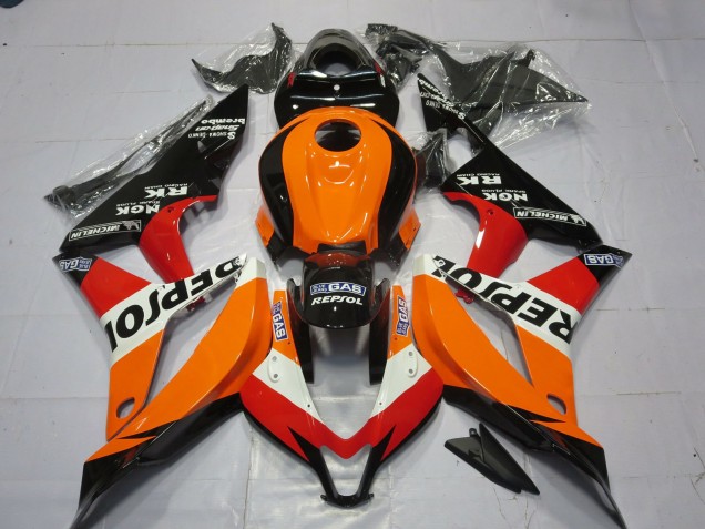 Erschwingliche Honda CBR600RR Motorrad Verkleidung 2007-2008 - Orange Weiss Rot Glanzendes Schwarz Repsol