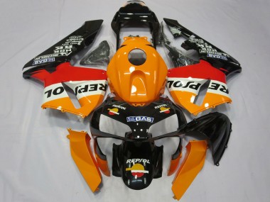Erschwingliche Honda CBR600RR Komplette Motorrad Verkleidung 2003-2004 - Orange Weiss Rot Glanzendes Schwarz Repsol