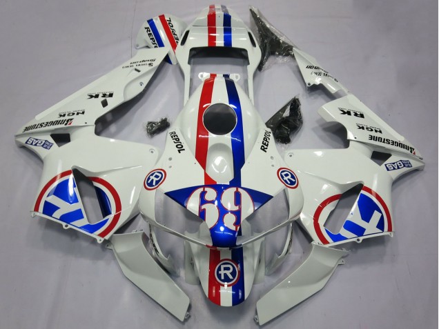 Erschwingliche Honda CBR600RR Motorrad Verkleidung 2003-2004 - Weiss Rot Blau Repsol 69