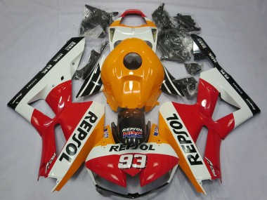Erschwingliche Honda CBR600RR Motorrad Verkleidung 2013-2023 - Orange Weiss Rot Glanzendes Schwarz Repsol 93