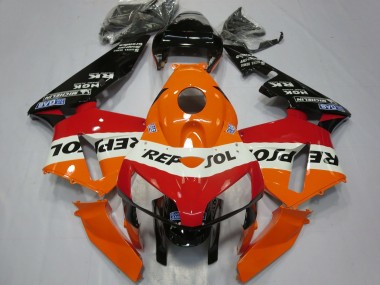 Erschwingliche Honda CBR600RR Motorrad Verkleidung 2005-2006 - Orange Weiss Rot Glanzendes Schwarz Repsol