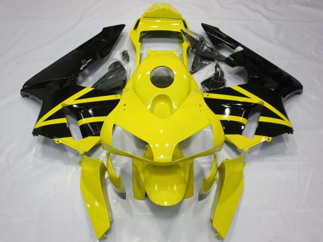 Erschwingliche Honda CBR600RR Motorrad Verkleidung 2003-2004 - Gelb Glanzendes Schwarz OEM Stil