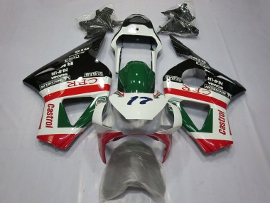 Erschwingliche Honda CBR954RR Motorrad Verkleidung 2002-2003 - Weiss Rot Grun Glanzendes Schwarz CRR Castrol
