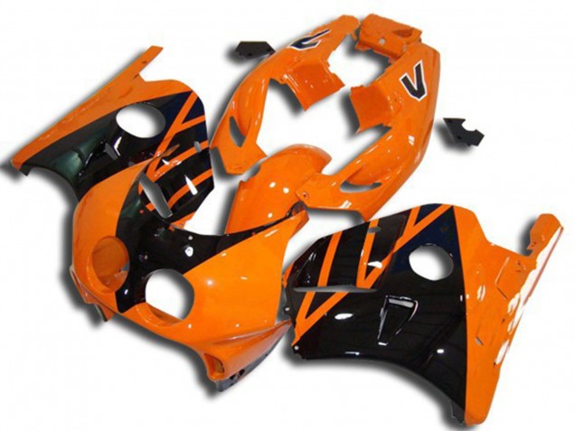 Erschwingliche Honda CBR250RR Motorrad Verkleidung 1990-1998 - Orange Glanzendes Schwarz