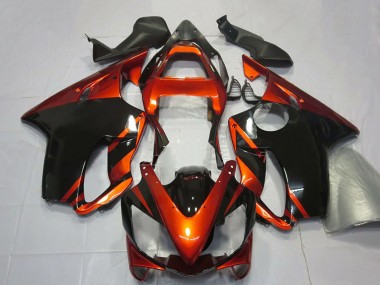 Erschwingliche Honda CBR600 F4i Motorrad Verkleidung 2001-2003 - Orange Glanzendes Schwarz