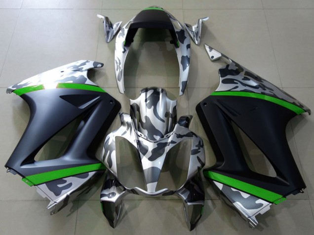 Erschwingliche Honda VFR 800 Motorrad Verkleidung 2002-2013 - Grau Camouflage Grun Matt Schwarz