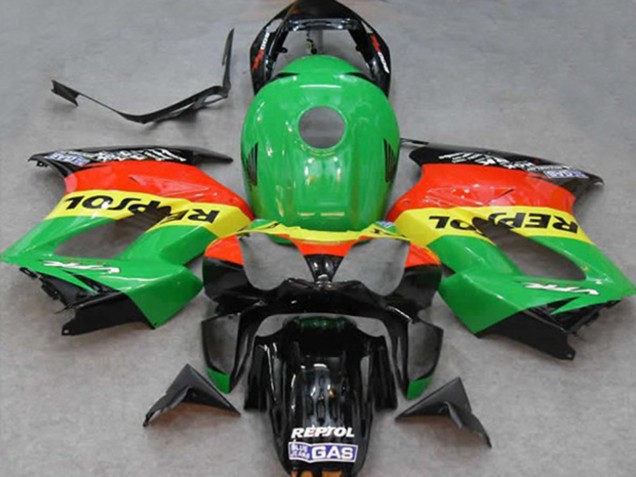 Erschwingliche Honda VFR 800 Motorrad Verkleidung 2002-2013 - Grun Gelb Rot Schwarz Repsol