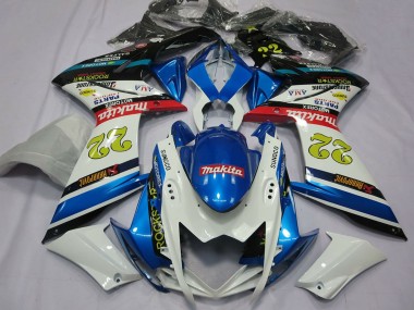 Erschwingliche Suzuki GSXR 1000 Motorrad Verkleidung 2007-2008 - Weiss Blau Rot Schwarz Motul 22