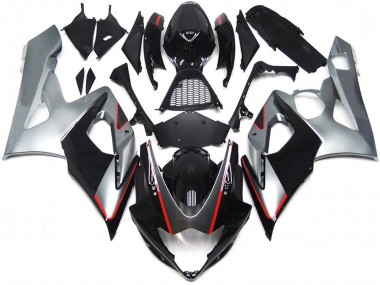 Erschwingliche Suzuki GSXR 1000 Motorrad Verkleidung 2005-2006 - Glanzendes Schwarz Silber Rot