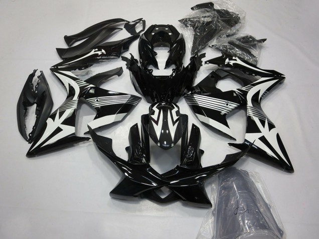 Erschwingliche Suzuki GSXR 1000 Motorrad Verkleidung 2009-2016 - Glanzendes Schwarz und Weiss