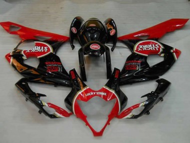 Erschwingliche Suzuki GSXR 1000 Motorrad Verkleidung 2005-2006 - Glanzendes Schwarz Rot Weiss Lucky Strike