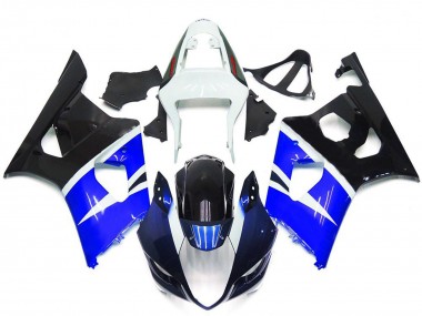 Erschwingliche Suzuki GSXR 1000 Motorrad Verkleidung 2003-2004 - Weiss Blau Glanzendes Schwarz