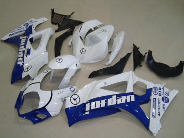 Erschwingliche Suzuki GSXR 1000 Motorrad Verkleidung 2007-2008 - Weiss Blau Jordan