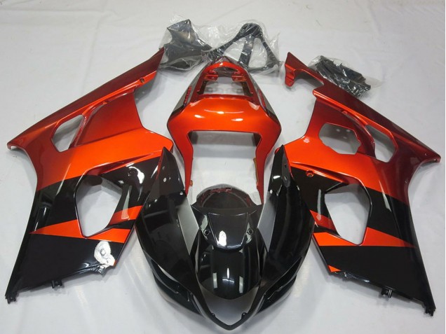 Erschwingliche Suzuki GSXR 1000 Motorrad Verkleidung 2003-2004 - Burnt Orange Glanzendes Schwarz
