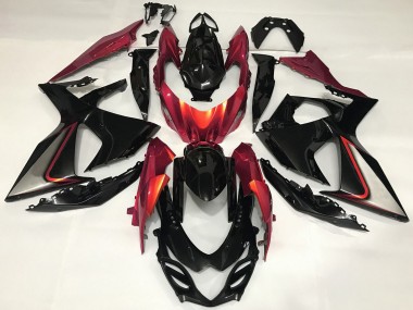 Erschwingliche Suzuki GSXR 1000 Motorrad Verkleidung 2009-2016 - Glanzendes Schwarz Rot